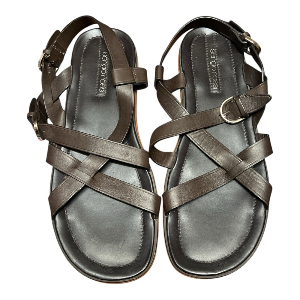 Men’s Sergio Rossi Brown Leather Sandals - GUC, size 8.5